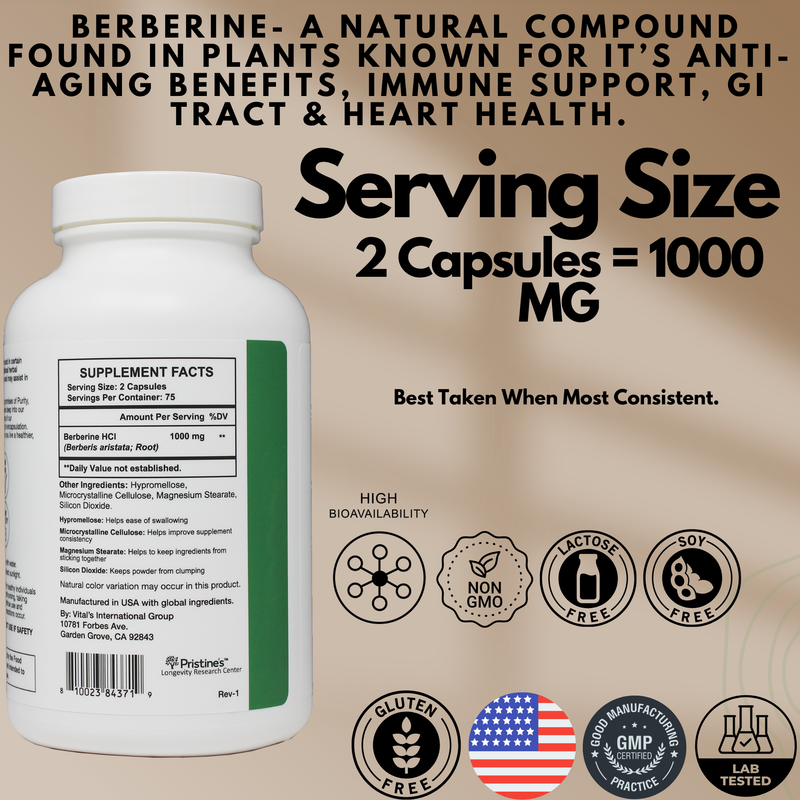 Berberine 1000 MG - 75 Day Supply